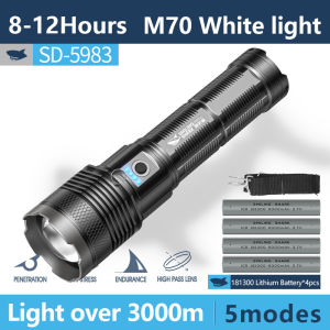 Smiling Shark SD5983 Flashlight Super Bright Zoomable Torchlight Rechargeable Waterproof for Camping Hiking Outdoors