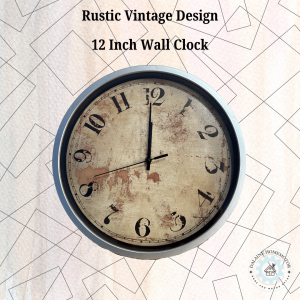 Wall Clock 12 inch Vintage Rustic Wall Clock Large Round with Antique Design Home Decor Kitchen