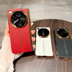 0930[Local Stock] Christmas Halloween Luxury Leather Plated Frame Hinged Tempered Glass Protective film Case For OPPO Find  N3 All-inclusive Cover h261009
