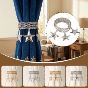 TFHDFHRG 2Pcs Vintage Curtain Tie Backs Creative Adjustable Curtain Buckle Retro Star Moon Window Curtain Tie Belts Window Treatment