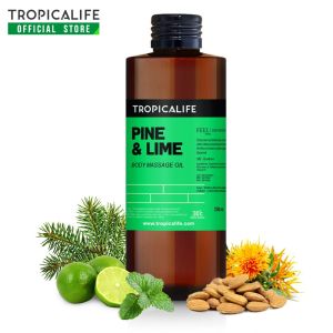 น้ำมันนวดตัวกลิ่นไพน์แอนด์ไลม์ หอมไม้สนและมะนาวไทย TROPICALIFE PINE & LIME BODY MASSAGE OIL น้ำมันนวดสปา
