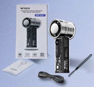 Kipas Angin Mini Portable AC Winsi WF-007 Kipas Angin Mini AC Portable Stand Handle Digital