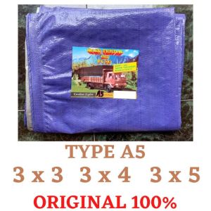 TERPAL PLASTIK A5 UK 3x3 3x4 3x5 BIRU SILVER BAHAN KOREA CAP TRUK FUSO