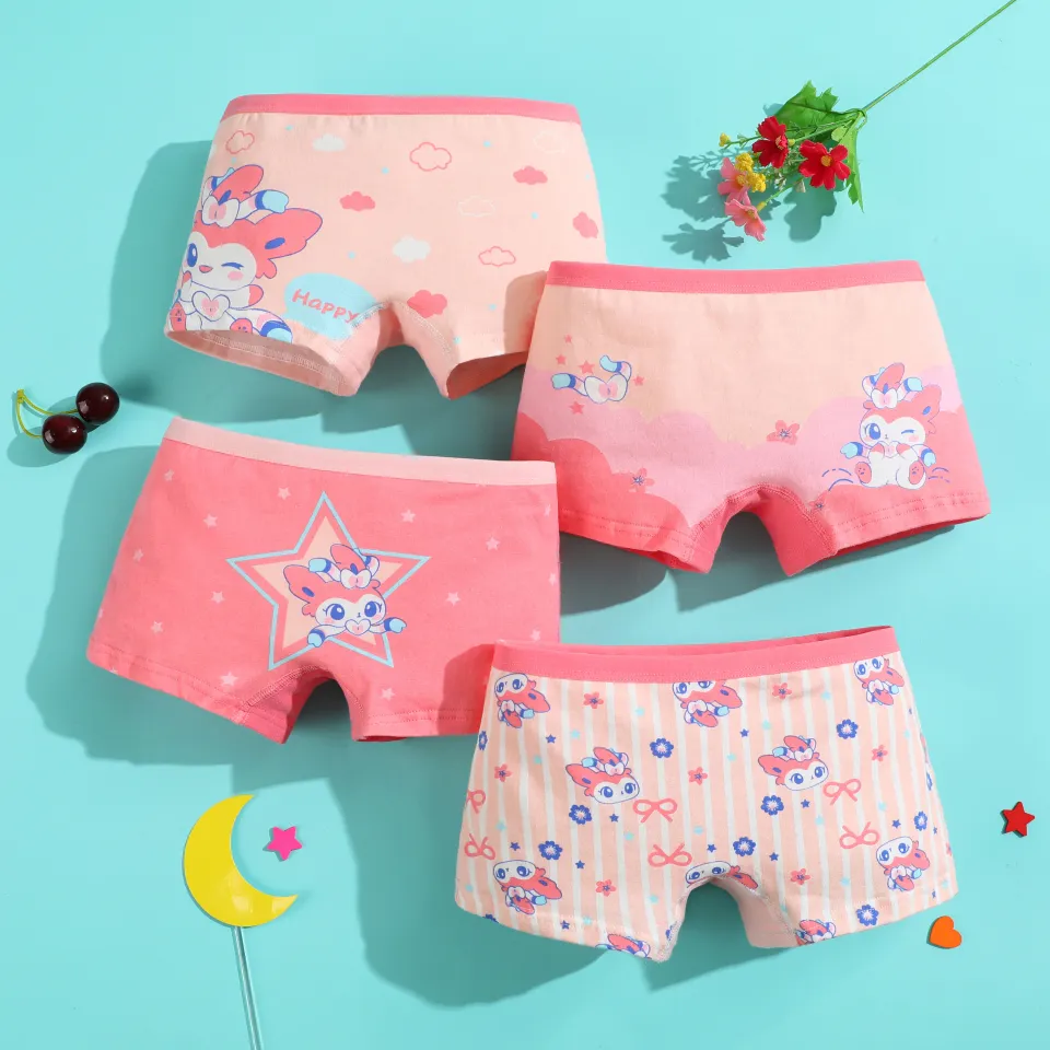 SMY 4 Pieces/lot Girls Underwear Cotton Kids Panties Fashion Cartoon  Printed Bottoms Underpants for Girls