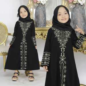 Gamis Abaya Turkey Anak Hitam Kania 165 Kids Muslim Syari Anak Model Terbaru 2022 Perempuan Cewek Muslimah Anak 12 Tahun Set Jilbab Abaya Couple Ibu dan Anak Ym deFashion Baju Dress Gamis Abaya Anak