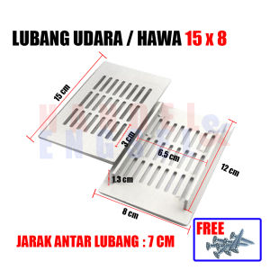 Sarangan Saringan Lubang Hawa 8 x 15 cm sampai 40 cm Warna Hitam & Anodize Ventilasi Aluminium Angin Kotak Lemari Lubang Angin Saringan Udara