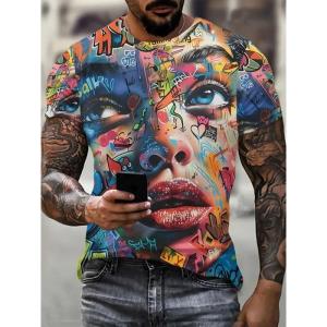 [Local Stock] HBESTY Halloween Christmas New Fashion Europe and America Retro Graffiti Men T-Shirt Summer Trend Casual Personality Street Style Printed Short Sleeve Tees