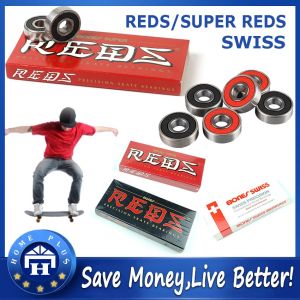 【Local delivery】 8 Pcs Red ABEC 9 Bearings High Stainless Steel Performance Roller Skate Scooter Skateboard Wheel Bearings Bones Bearing