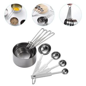 8Pcs Stainless Steel Spoon Set Kitchen Coffee Spices Scoop Reusable Compact Ergonomic Design Easy Storage Portable