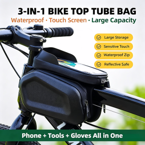 Bicycle Top Tube Bag Large Capacity Hard Shell Bike Front Bag Waterproof  Touch Screen Cycling Part