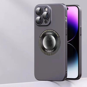【With Lens Film】KISSCASE for Wireless Magsafe Case for IPhone 14 Pro Max IPhone 13 12 11 Pro Max Luxury Matte PC Logo Hole Wireless Charging Case Glass with Lens Film Phone Case