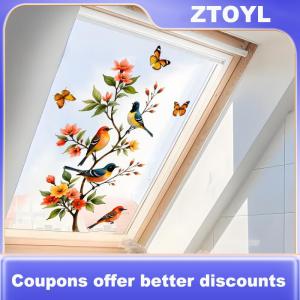 【ZTOYL】 Cây chi nhánh chim bướm nhãn dán cửa sổ bám bướm decal kính cửa trang trí nhà tủ lạnh Nhãn Dán Tĩnh Điện