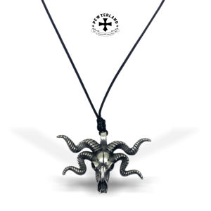 Pewterland Pendant 3D Asmodeus Kalung Tengkorak Bahan Logam Timah Pria dan Wanita