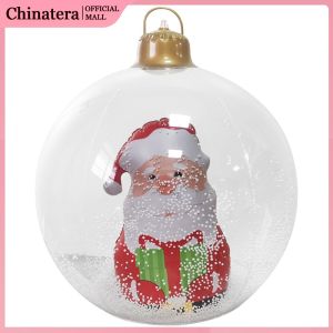 Christmas Luminous Inflatable Decorative Ball W/ Lights Large PVC Decorated Ball Ornaments for Xmas Porch Lawn Yard Holiday