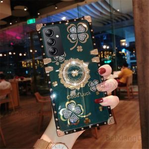 เคสโทรศัพท์ Samsung Galaxy S23 FE Ultra Plus S23Fe S23 + S23plus S23Ultra S 23 SamsungS23Fe 2023 Clover Rhinestone Ring Clover เคสสร้อยข้อมือแฟชั่นกรอบป้องกันด้านหลัง