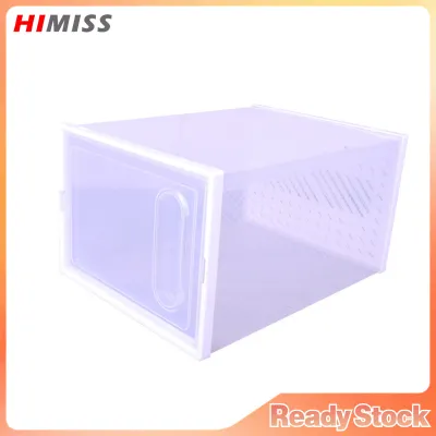 HIMISS Hộp Giày chất liệu trong suốt với cửa từ tiết kiệm không gian có thể gập lại giá giày nhựa cứng tổ chức container chống bụi cuốn sách mỹ phẩm hộp lưu trữ Stackable Giày trường hợp
