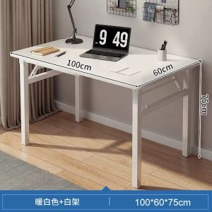 PP 30mm Square Foot Folding Table 100cm Black / White Foldable Computer Desktop Home Bedroom Simple Desk 10170