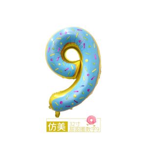 Nijito - 32 inch Doughnut 0-9 Number Candy Foil Balloons Baby Shower Ballon Dessert Birthday Party Supply Big Nombor Belon