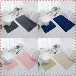 Bathroom Mats Easy to Clean Dense and Soft Fleece Carpet Highly Non-slip Safety Increase Visual Layers