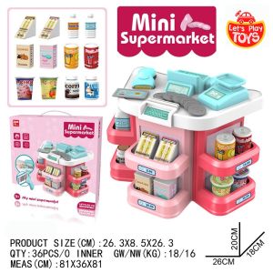Mini Supermarket Cashier Pretend Play Set (food and Money) Gift Toys for Kids Toddlers (Role Play)