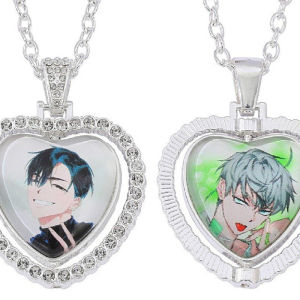 Alien Stage Cosplay Necklace Till Ivan Hyuna Luka Glass Cabochon Double Sided Heart-Shape Pendant Necklace Charm Jewelry Gift