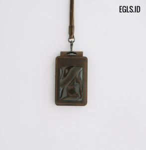 Selvaggi Leather - Sean Lanyard Id Card Name Tag kulit Sapi Card Holder Double Flip Papan Nama Tali