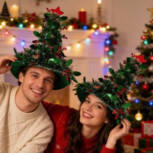 BABYBANG Snowflake Christmas Tree Hat Cloth Non-woven Rain Silk Christmas Hat Soft Star Xmas Headwear Kids