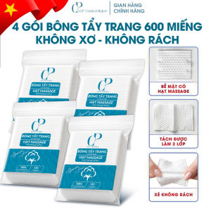 Combo 4 Gói 600 Miếng Bông Tẩy Trang Q.P Cosmétique Không Xơ Không Rách Hạt Massage Sạch Sâu