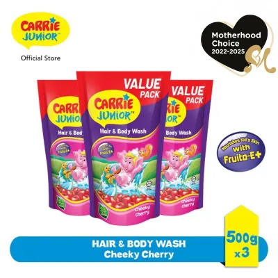 [Bundle of 3] CARRIE JUNIOR Hair & Body Wash - Cheeky Cherry Pouch 500g