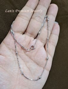 Premium Kalung Perak Polos Bola Titanium Grade A (Perak) 22 K