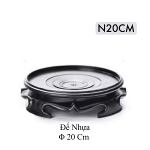 Đế Để Bình Ngâm Rượu Thuỷ Tinh / Đồ Trang Trí Phong Thuỷ / Khay Lót Chậu Hoa Tròn Nhựa Giả Gỗ Chân Đế Hoa Văn ø 20cm Sang Trọng