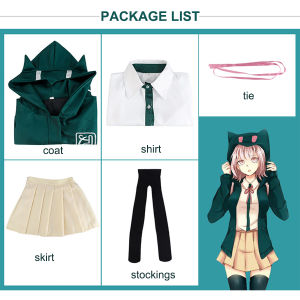 Anime Danganronpa 2 Chiaki Nanami Cosplay Costume Wig High School Uniform Long-sleeved Jacket Halloween Suit