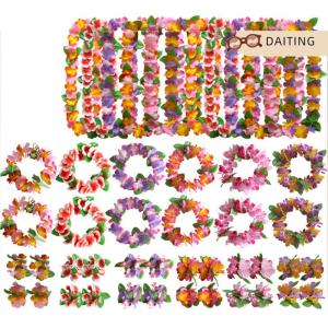 DAITING 4Pcs set Hawaiian Flower leis Garland Necklace DIY Decoration Fancy Dress Party