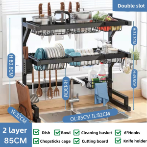 Rak Piring Wastafel Stainless Steel Rak Cuci Piring Wastafel Rak Dapur Rak Piring Gantung Penyimpanan Dapur