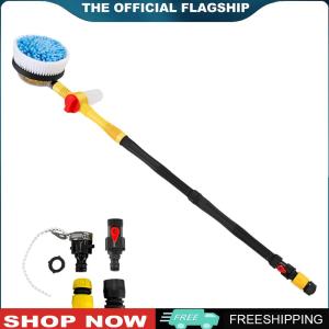 [TOPACE MALL]Car Rotary Wash Brush Long Handle Spray Foam Rotating Brush Adjustable Car Cleaning Mop 360 Degree Chenille for Vehicle Cleaning Maintenance