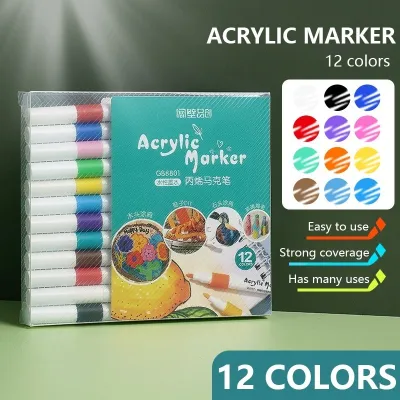 12/24/36/48/60 Colors Acrylic Marker Pen Set Highlighter Painting pen For Glass Pain Rock Glass