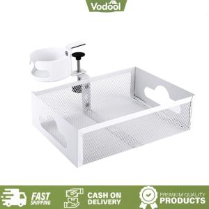 [VSC] Under Desk Storage Rack Under Desk Drawer Organizer 360 Degree Rotation Under Desk Storage Shelf Multifunctional Storage Basket for Drinks Cups Mugs