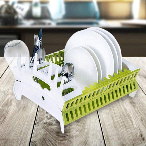 Multipurpose Draining Collapsible Compact Dish Drainer Rack Builtin