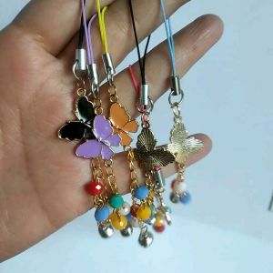 Strap Hp Kupu-kupu Ceko Kristal Aksesoris Gantungan Hp Mini Lonceng Aneka Warna