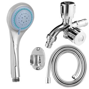 Hand Shower 1 Set Kran+Selang Kamar Mandi Bahan Stainless Dan Abs Chrome HS-80+G-6+JS-20+HSZ-90