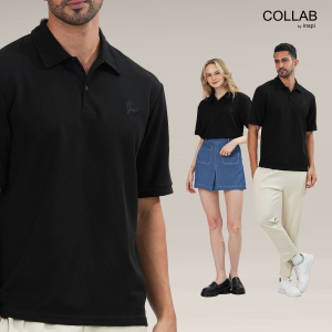COLLAB by Inspi Textured Relaxed Fit Polo Shirt For Men and Woman Elegant Casual Tops Ribbed Cuff Collection Menswear Semi Formal Wear