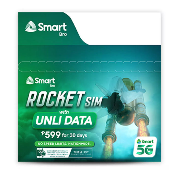 Smart Rocket Sim Load Smart Bro Rocket SIM 599 with 30 Day Unli Data | Lazada PH