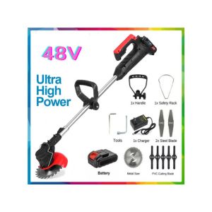 SHURE 168V Portable Lawn Mower Cordless Electric Lawn Mower Rechargeable Lithium Battery Mower Adjustable Weeding Multi-Functional Home Garden Building Tools