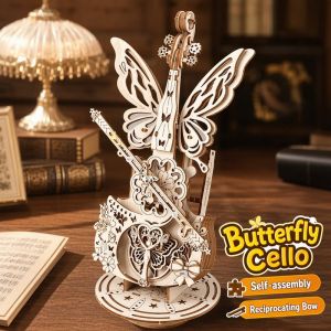 Sweet Home.my DIY Wooden Cello Music Box 3D Artistic Hand Assembled Customizable Doodle Gift For Music Fans