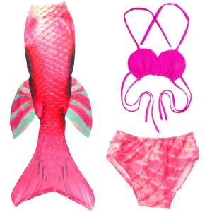 ZEEMIN Halloween Christmas Kids Swimsuit Cosplay Costume for Swimming Beach Party Dress Girls Swimmable Mermaid Tails With Monofin Fin Children Bikini Set