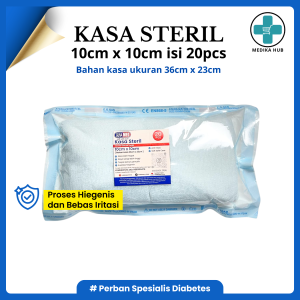 KASA STERIL GUNAMED UKURAN 10X10CM ISI 20PCS/POUCH / BAHAN KASA SEBELUM DILIPAT 36CM X23CM
