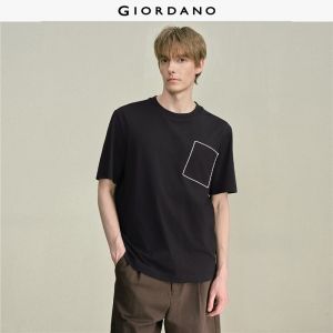 Giordano Men 100% cotton embroidered fake pocket loose tee Free Shipping 18026711