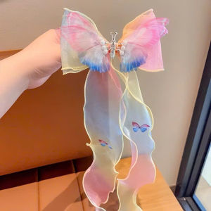 Kẹp tóc nơ voan hình con bướm chuyển màu sinh động dễ thương cho bé