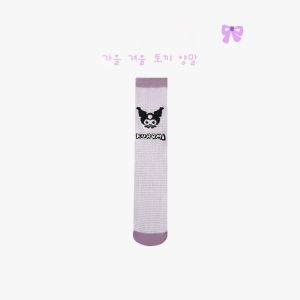 1 Pairs Girls Cute Sanrio Kuromi Purple Knee Long Socks Kawaii Cartoon Anime Kuromi Children Toddler Stocking Gift