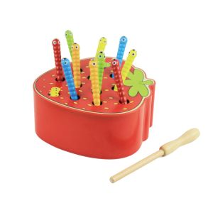 YUDESHUI Gỗ Trò chơi bắt sâu Phân loại màu sắc Hình quả dâu tây và táo Trò chơi giáo dục của Apple Hài hước Trò chơi giáo dục sớm Đồ chơi phát triển kỹ năng vận động tinh Dành cho trẻ mẫu giáo
